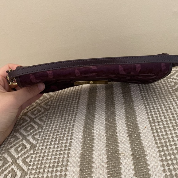 Coach Kristen Gunmetal Purple Chain Link Large Wristlet Clutch 46367 preppy - Picture 4 of 15